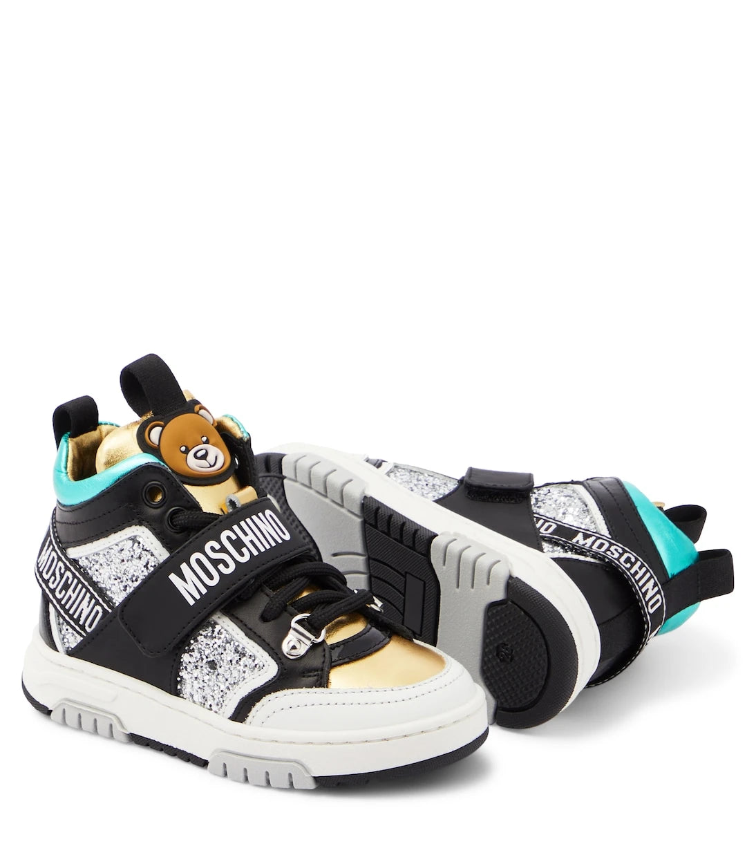 Moschino Kids - Logo leather high-top sneakers