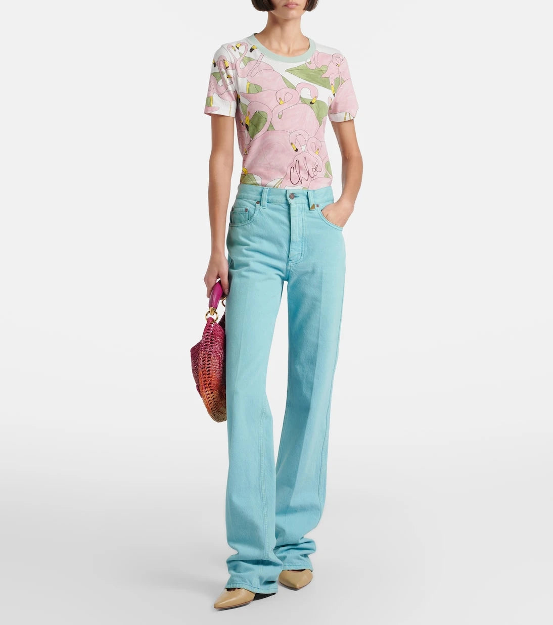 Chloé - تي شيرت من جيرسيه القطن المطبوع