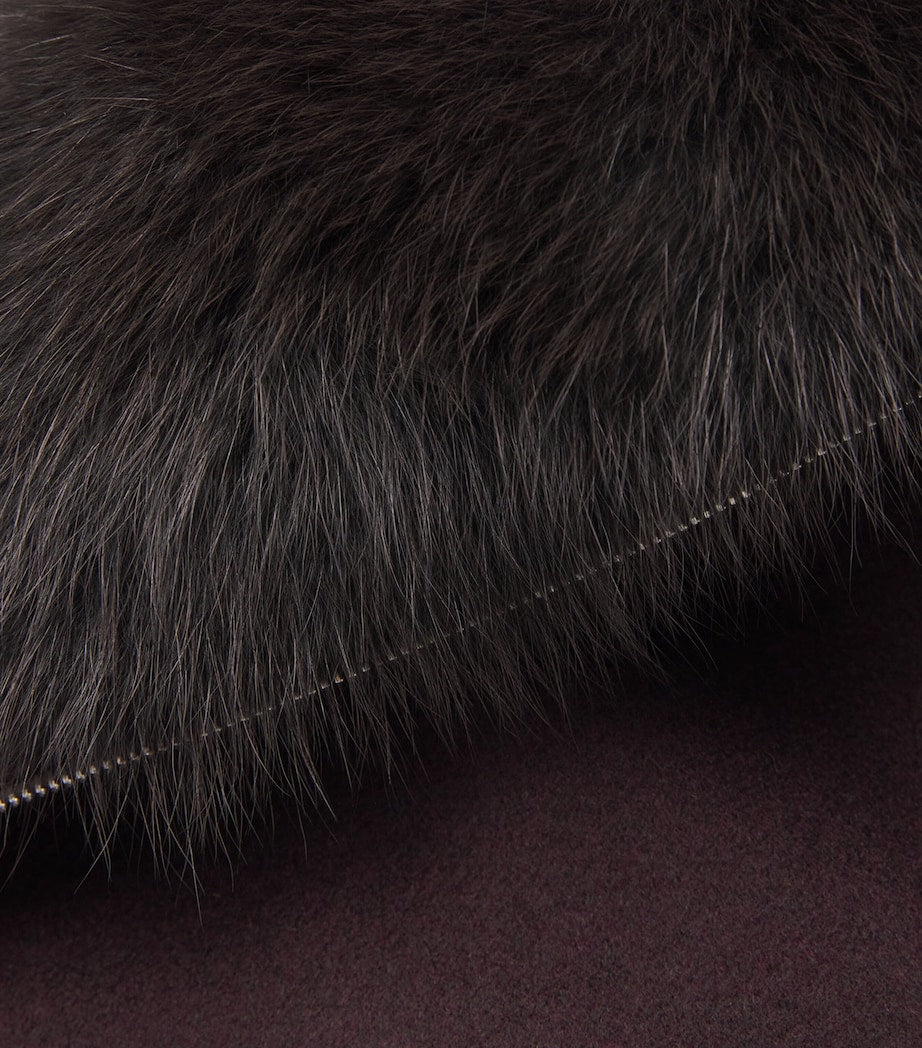 Yves Salomon Red Wool-Cashmere Fur-Trim Jacket