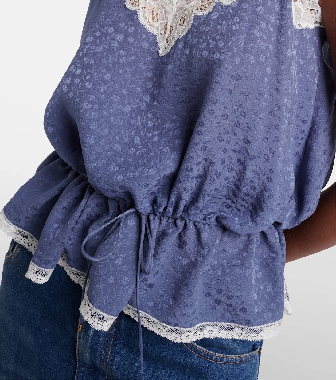 Chloé - Lace-trimmed silk jacquard camisole