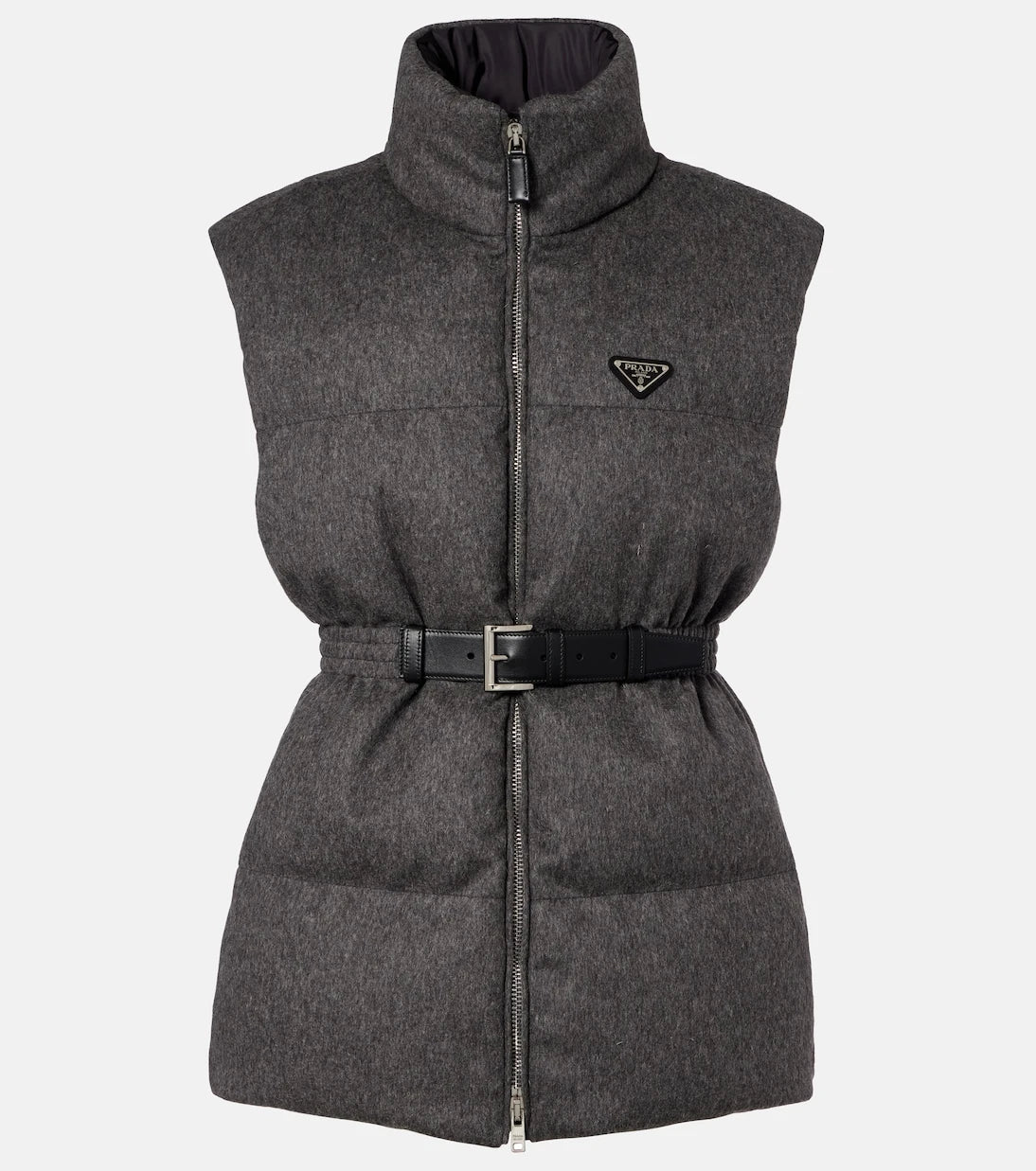 Prada - Belted virgin wool down vest