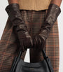 Max Mara Beige Leather Long Gloves