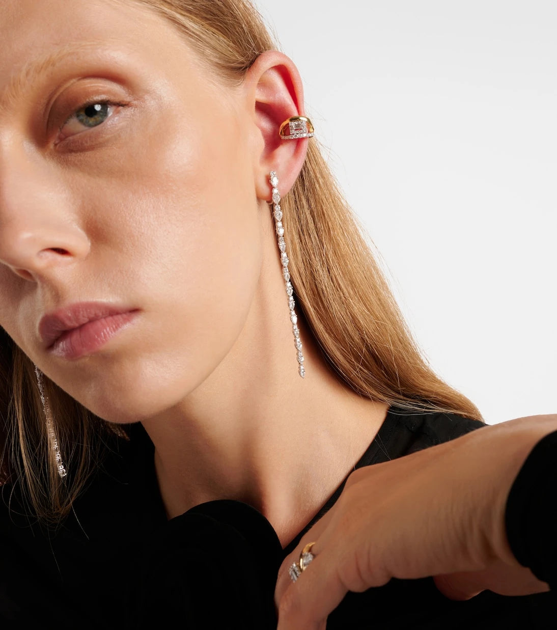 Yeprem - Whisper Ear 18kt gold single ear cuff with diamonds