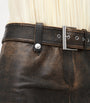 McQueen Brown Leather Belted Mini Skirt