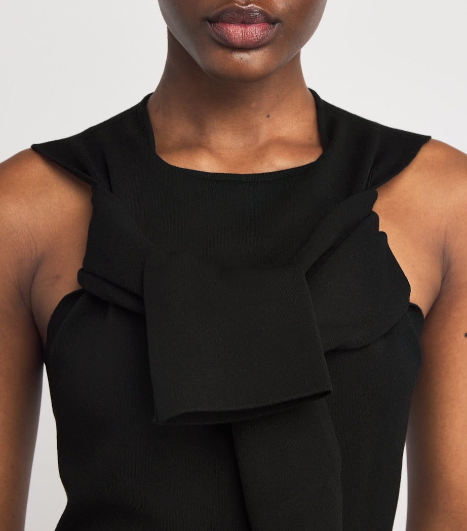 Knitted Neck-Tie Maxi Dress