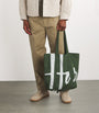 Green Logo Pocket Shopper Bag