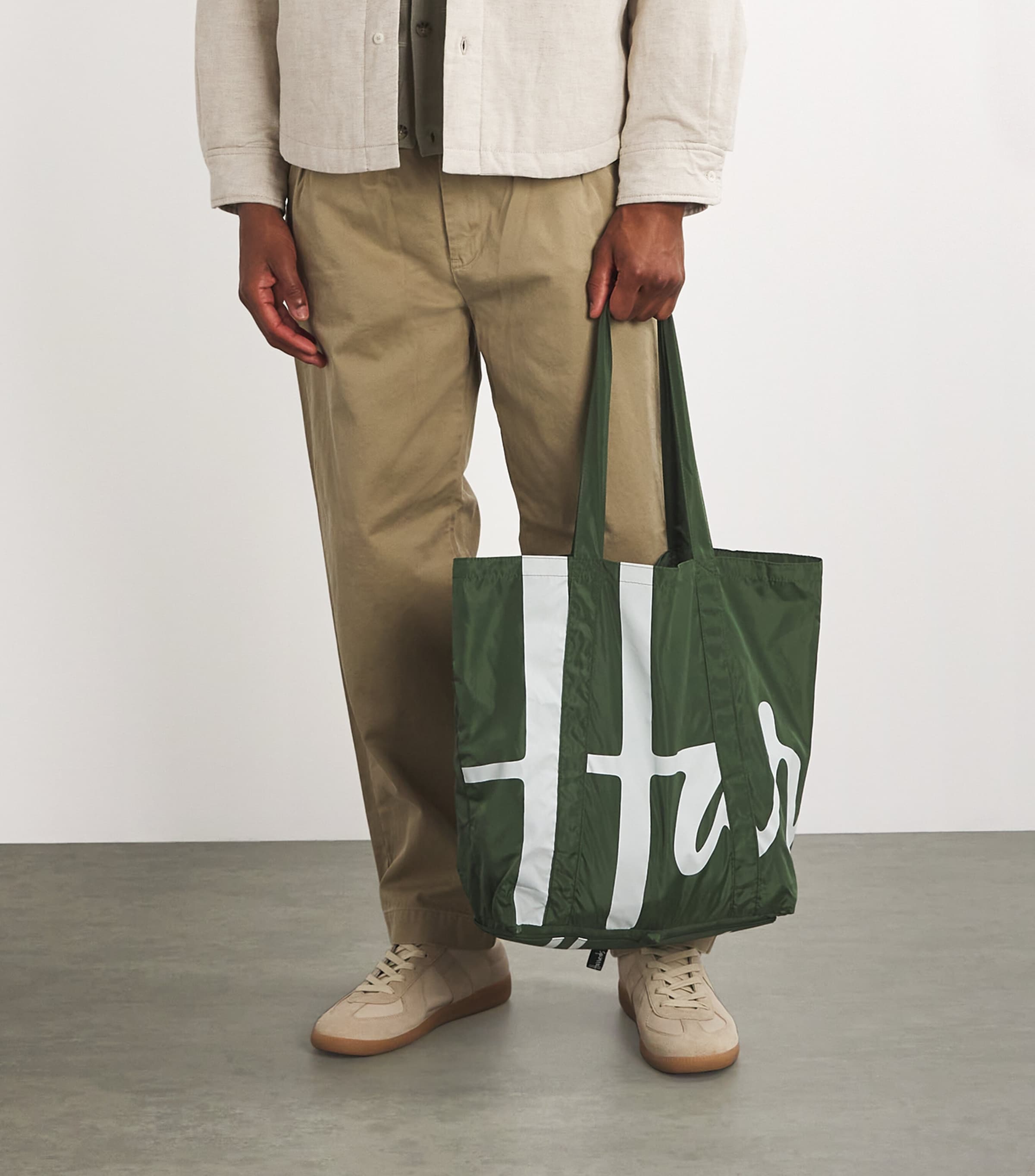 Green Logo Pocket Shopper Bag
