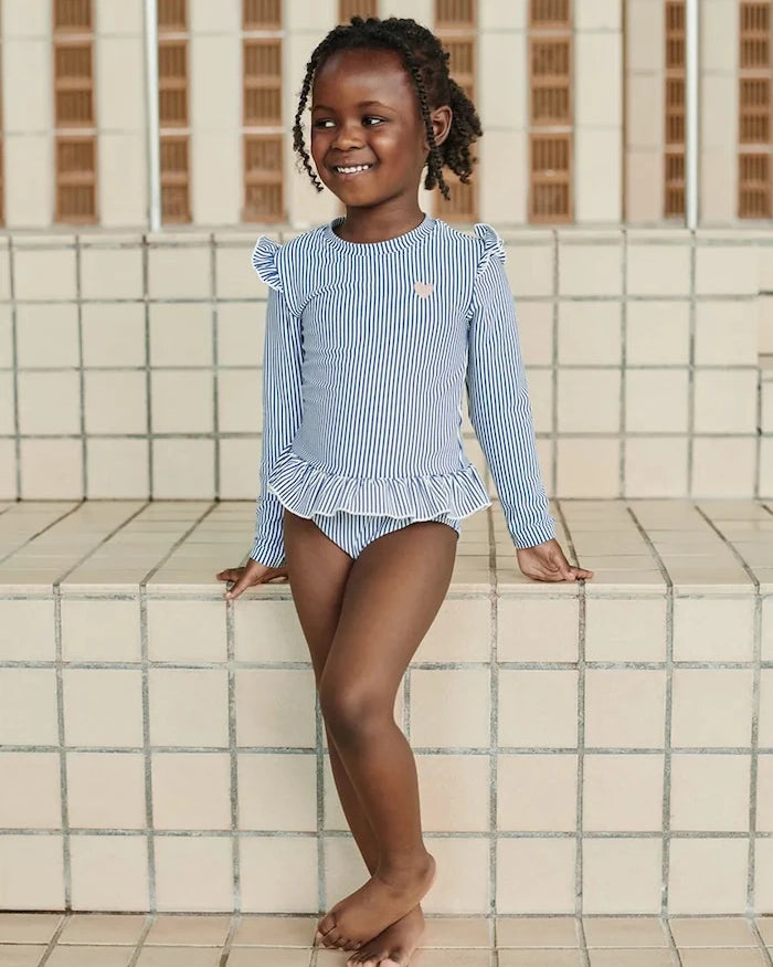 Liewood цял бански с дълги ръкави за деца Sille Seersucker Swimsuit