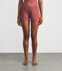 Skims Brown Cotton-Blend Ribbed Boxer Shorts
