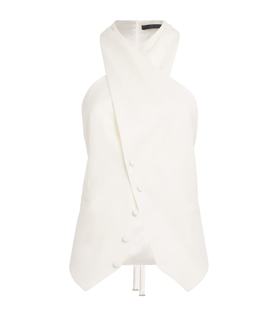 White Asymmetric Tie Waistcoat