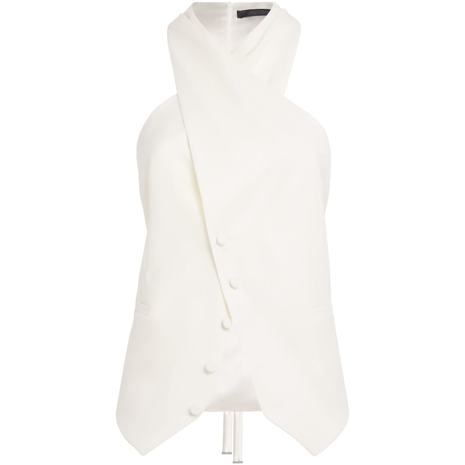 White Asymmetric Tie Waistcoat