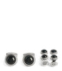 Sterling Silver and Onyx Herringbone Cufflinks and Studs Set