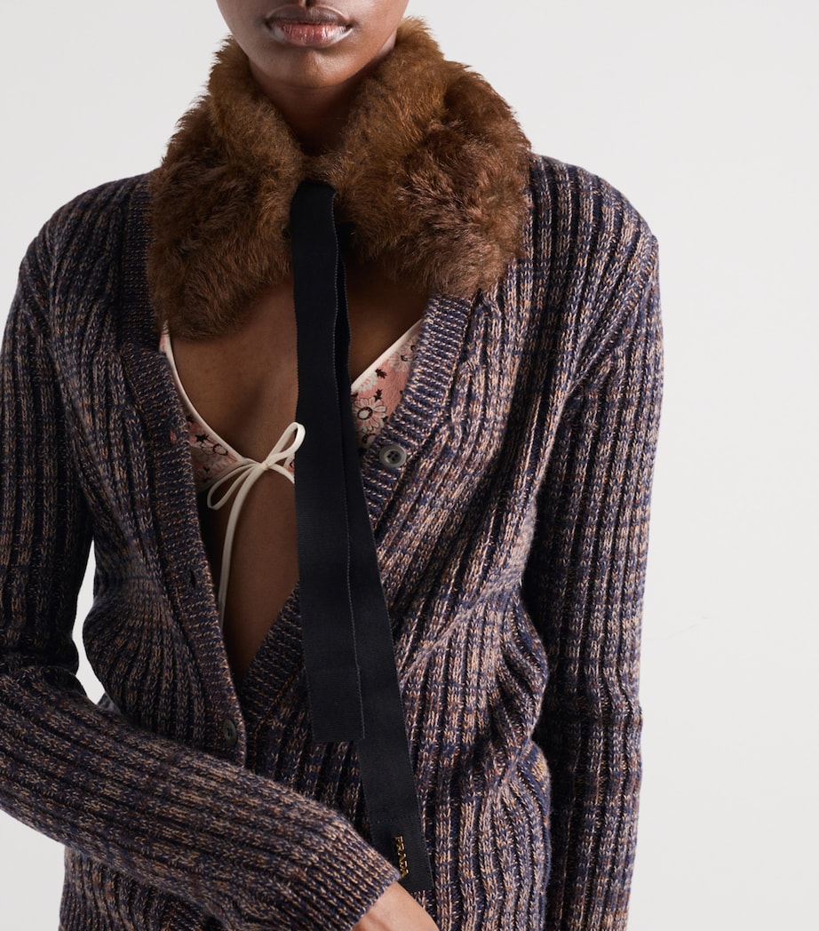 Brown Shearling Logo Collar