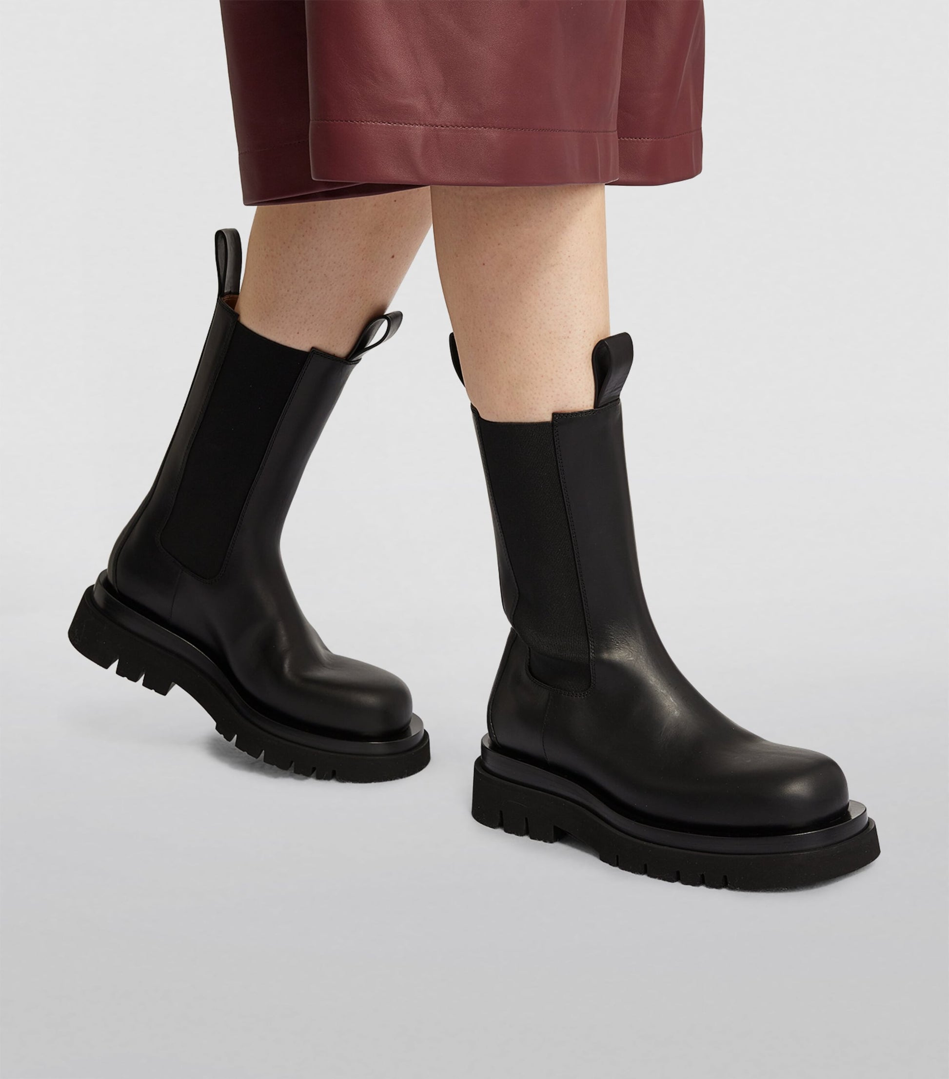 Bottega Veneta Black Leather Lug Boots