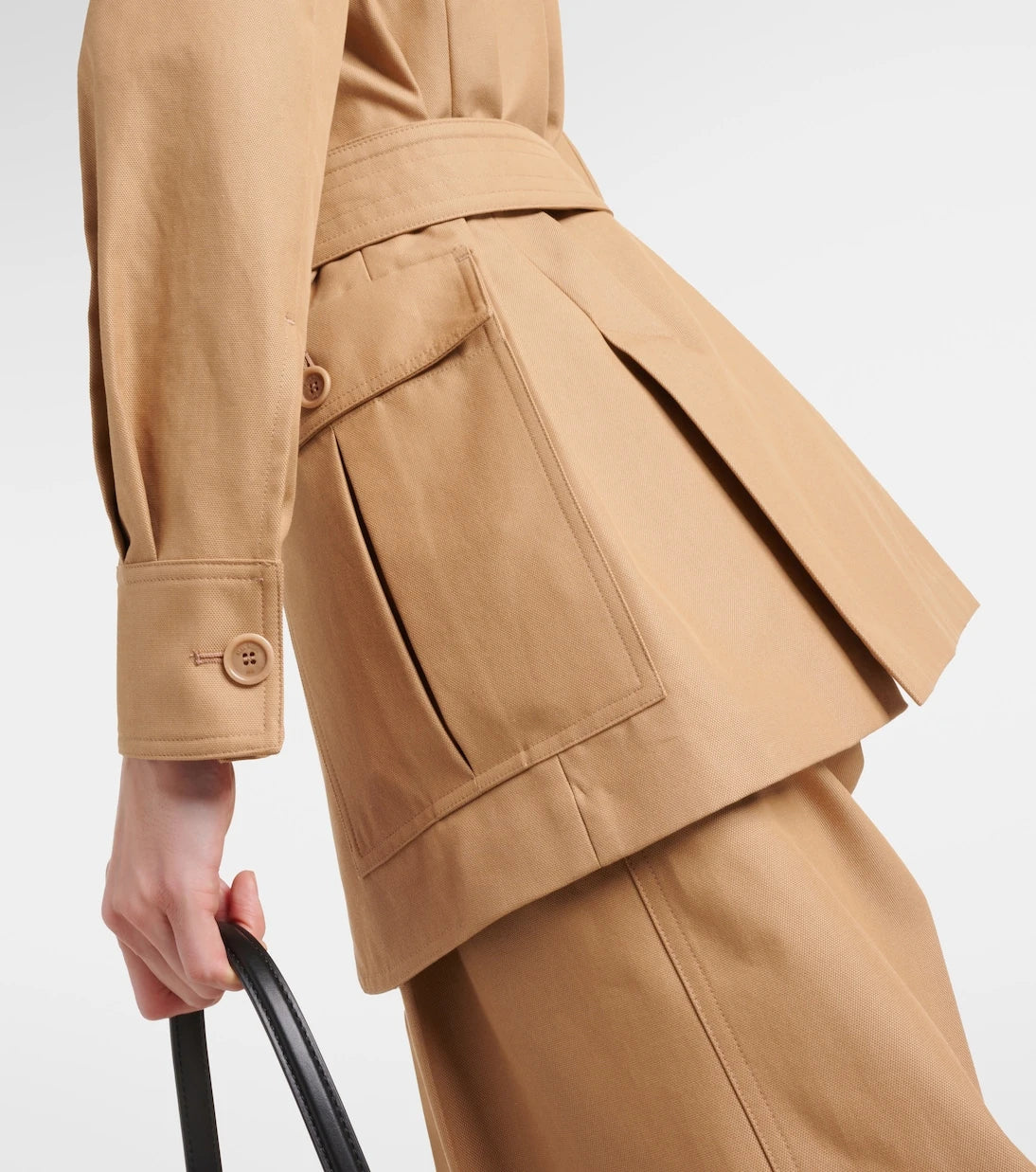 Max Mara - جاكيت باكو قماشي قطني بحزام