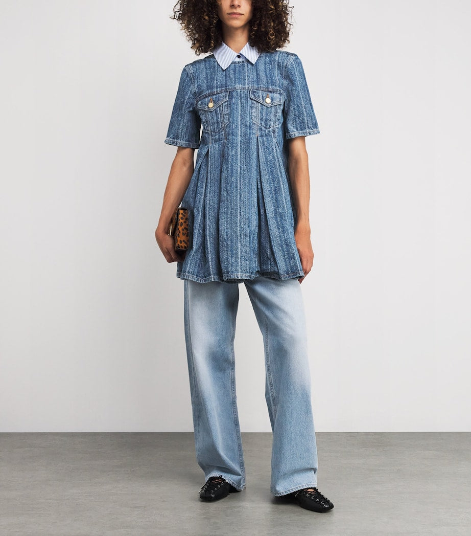 GANNI Blue Denim Open-Back Mini Dress