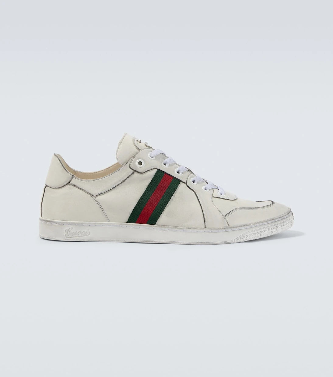 Gucci - Stretch Web Stripe leather sneakers