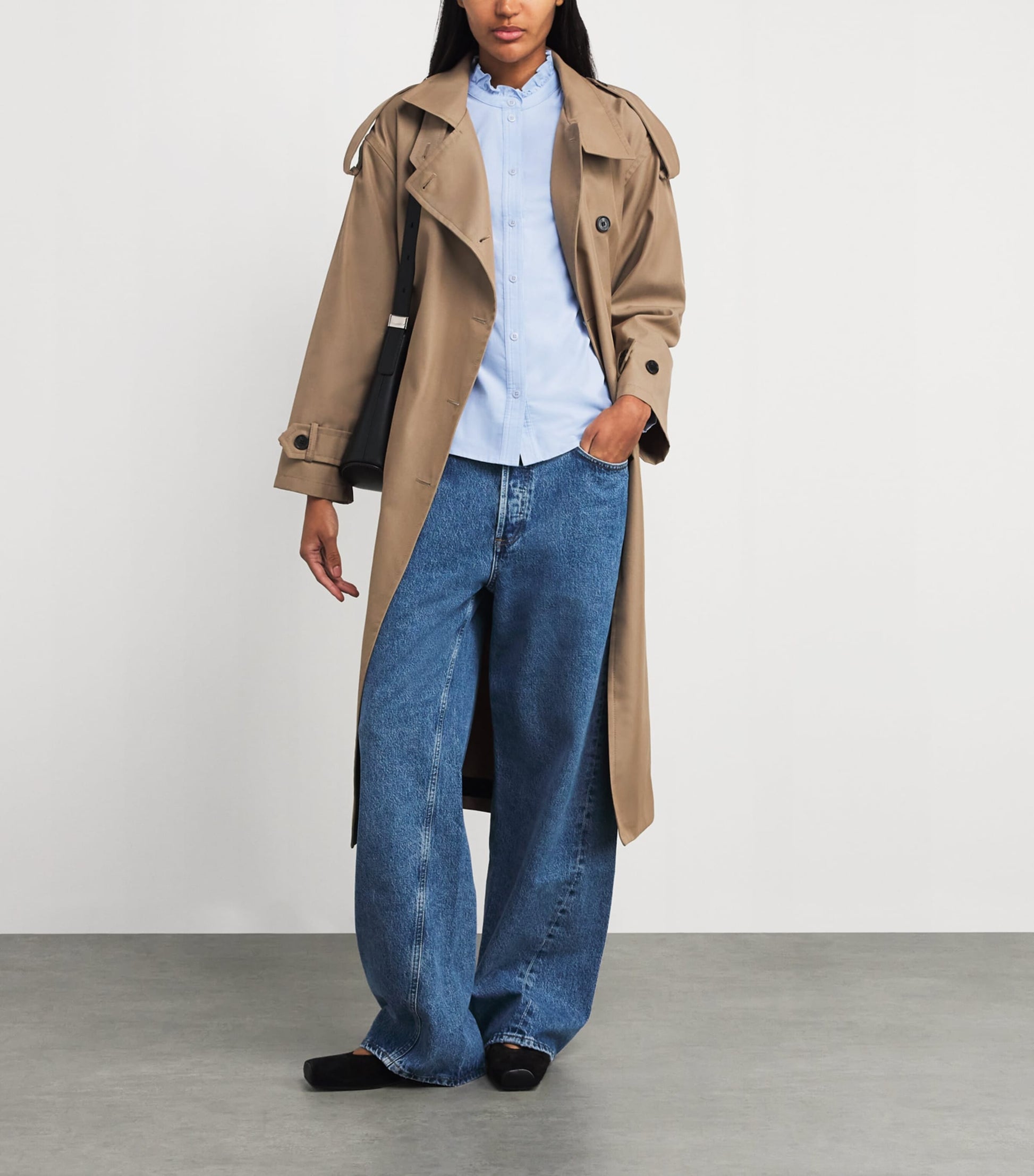 Blue Cotton-Blend Corduroy Blouse