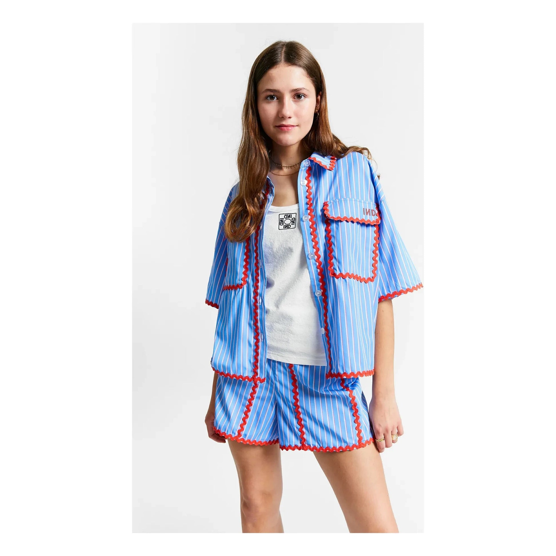 Indee - Suraya Contrast Edge Stripe Shirt | Blue