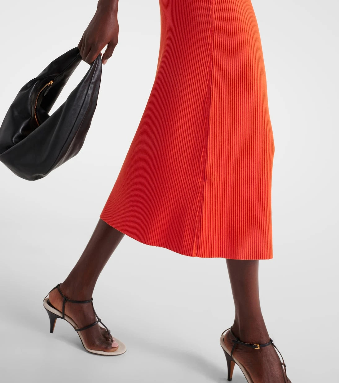 Vince - Ribbed-knit cotton-blend midi skirt