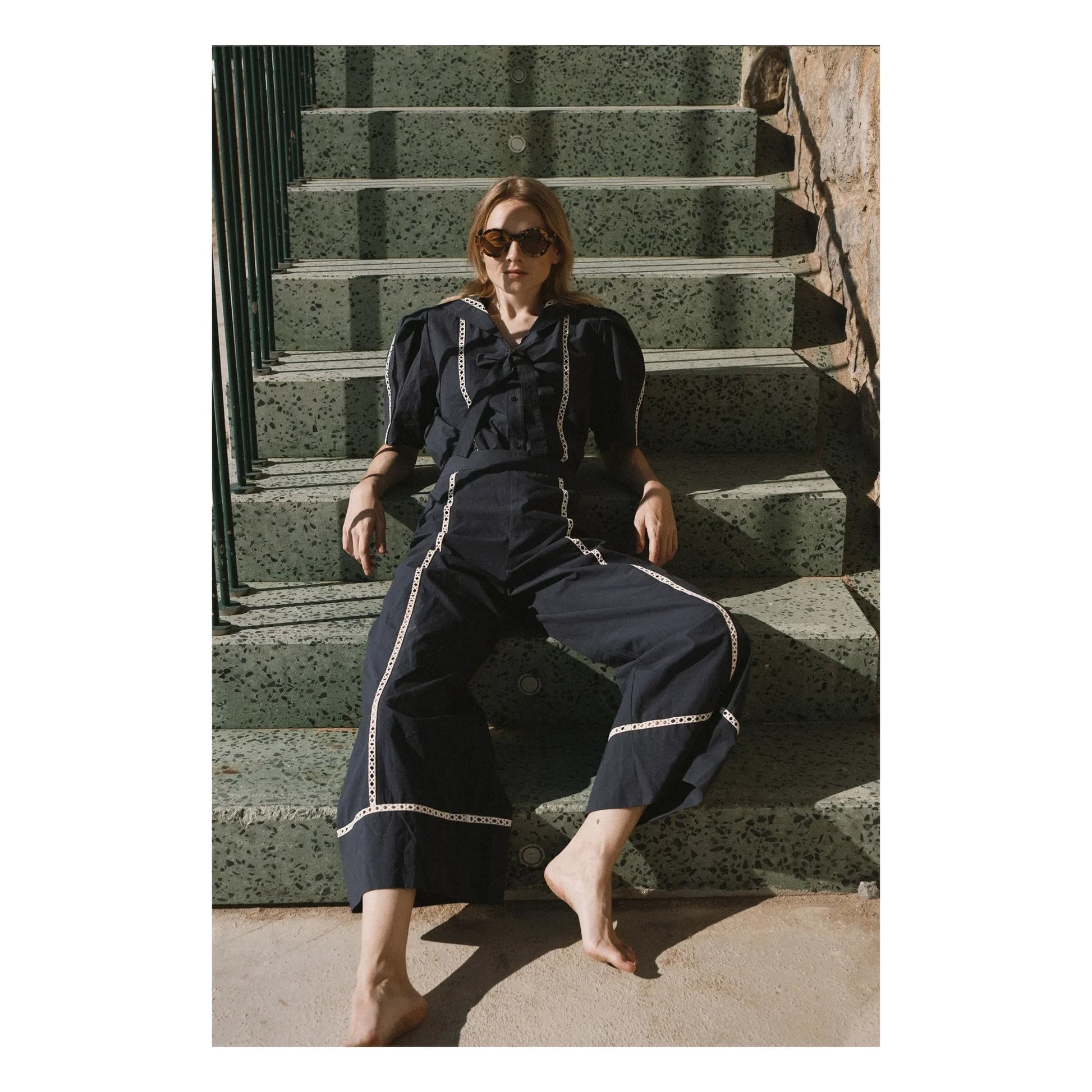 The Tiny Big Sister - Wide Cotton Pants | Navy blue