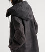 Prada Black Canvas Shearling-Hood Coat