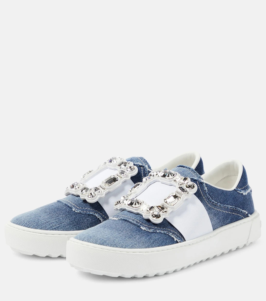 Roger Vivier - Very Vivier fringed denim sneakers