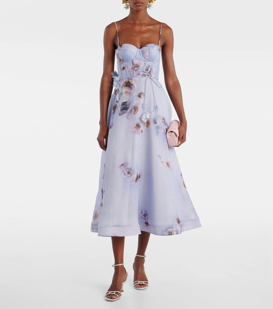 Zimmermann - Hypnotic floral linen and silk bustier dress