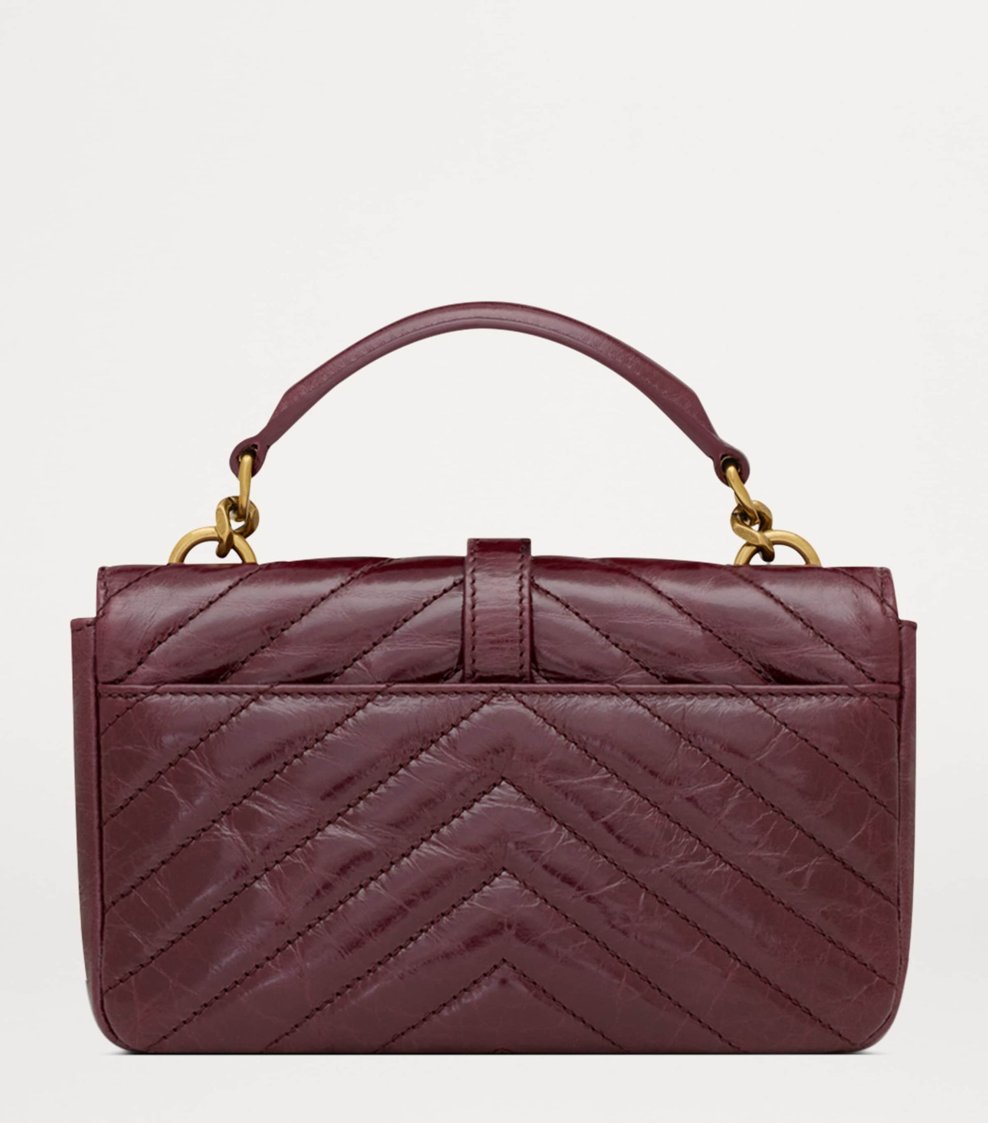 Saint Laurent Burgundy Leather College Top-Handle Bag