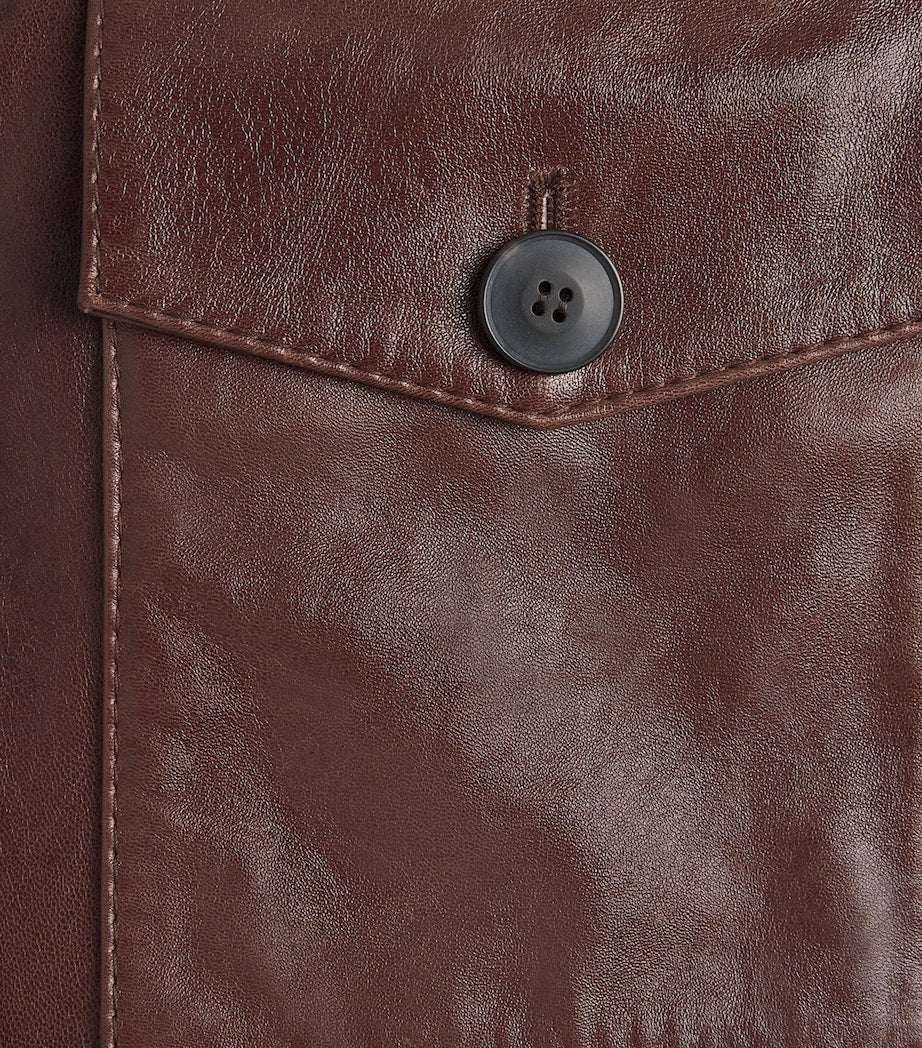 Brown Leather Bomber Jacket