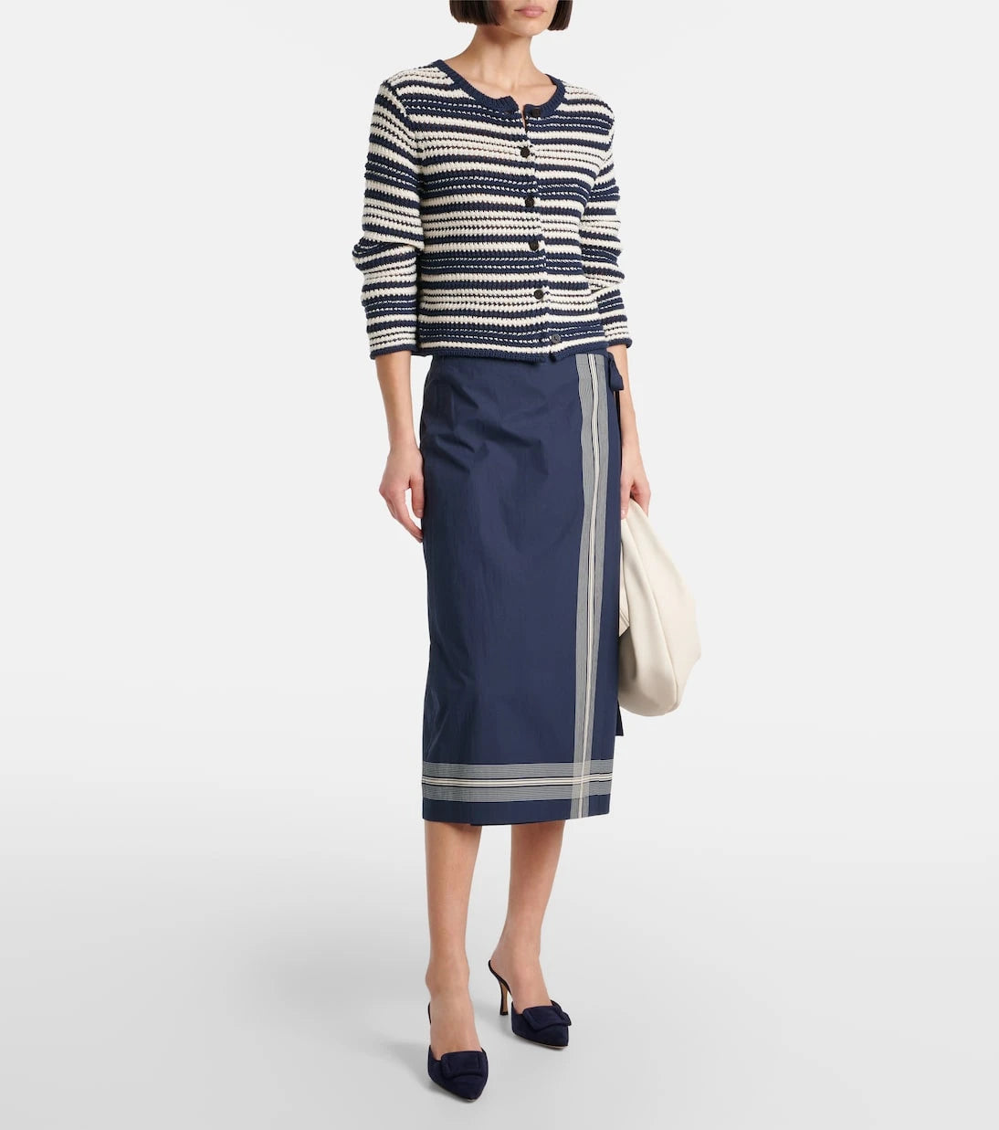 Vince - Striped cotton wrap skirt