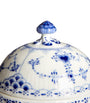 Blue Fluted Half Lace Sugar Bowl and Lid