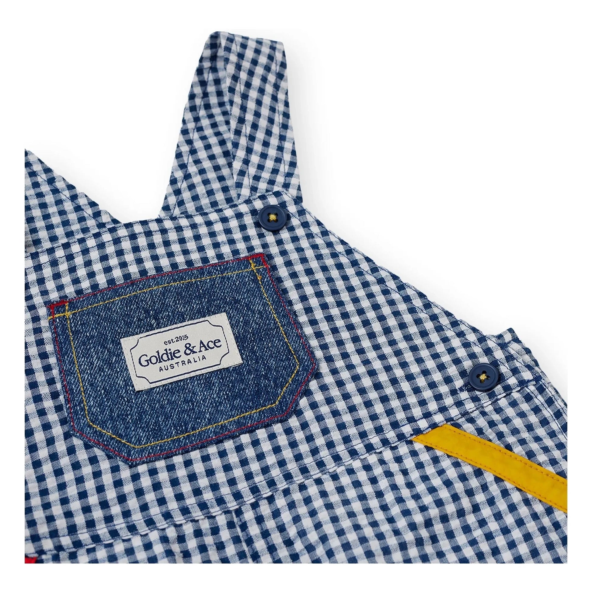 Goldie + Ace - Vichy Short Dungarees | Navy blue