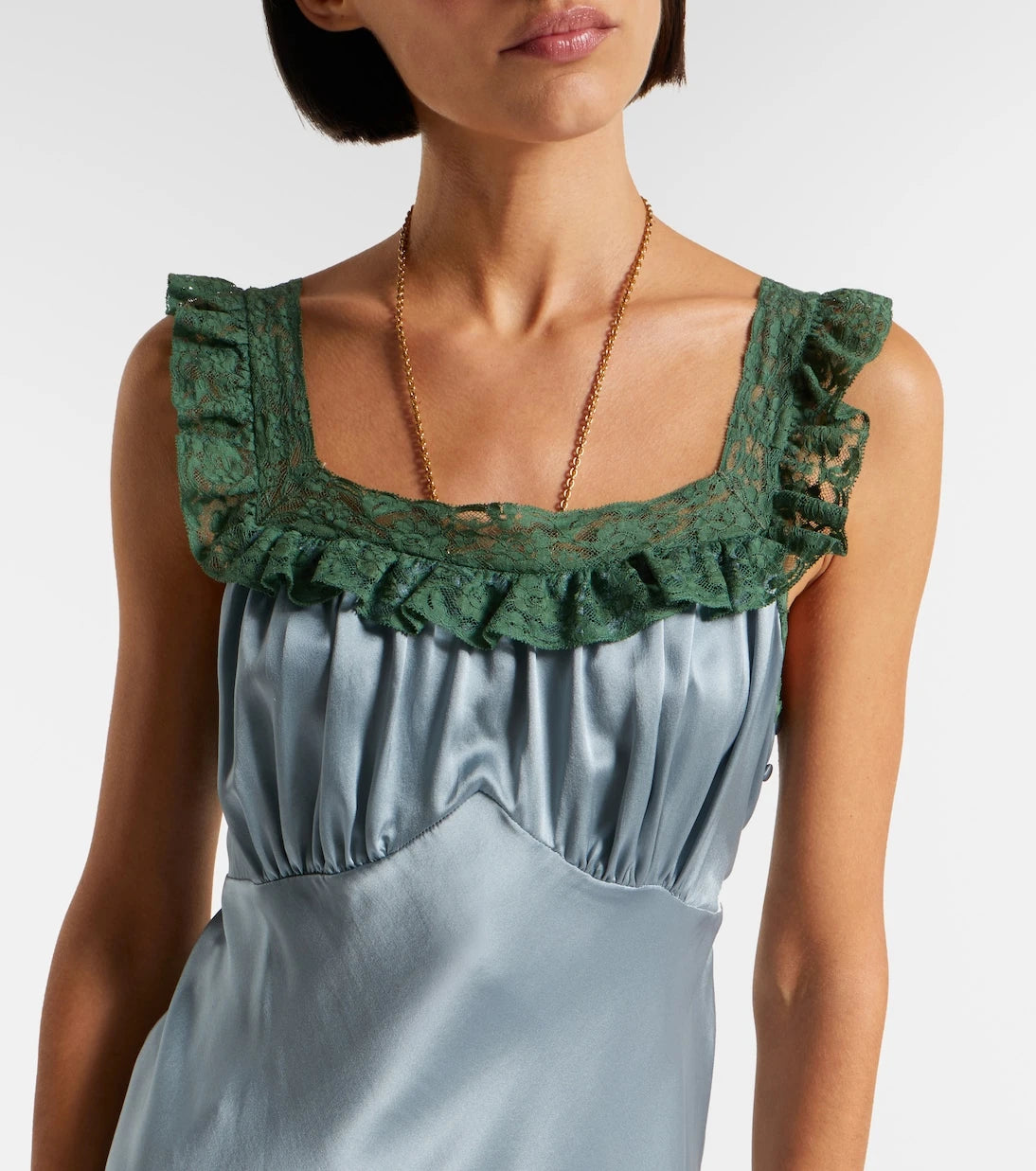 Chloé - Lace-trimmed silk satin maxi dress