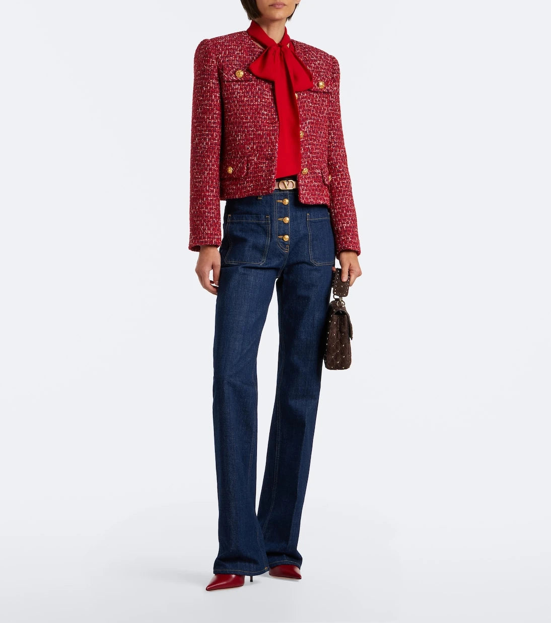 Valentino Garavani - Rockstud Spike Medium suede top-handle bag