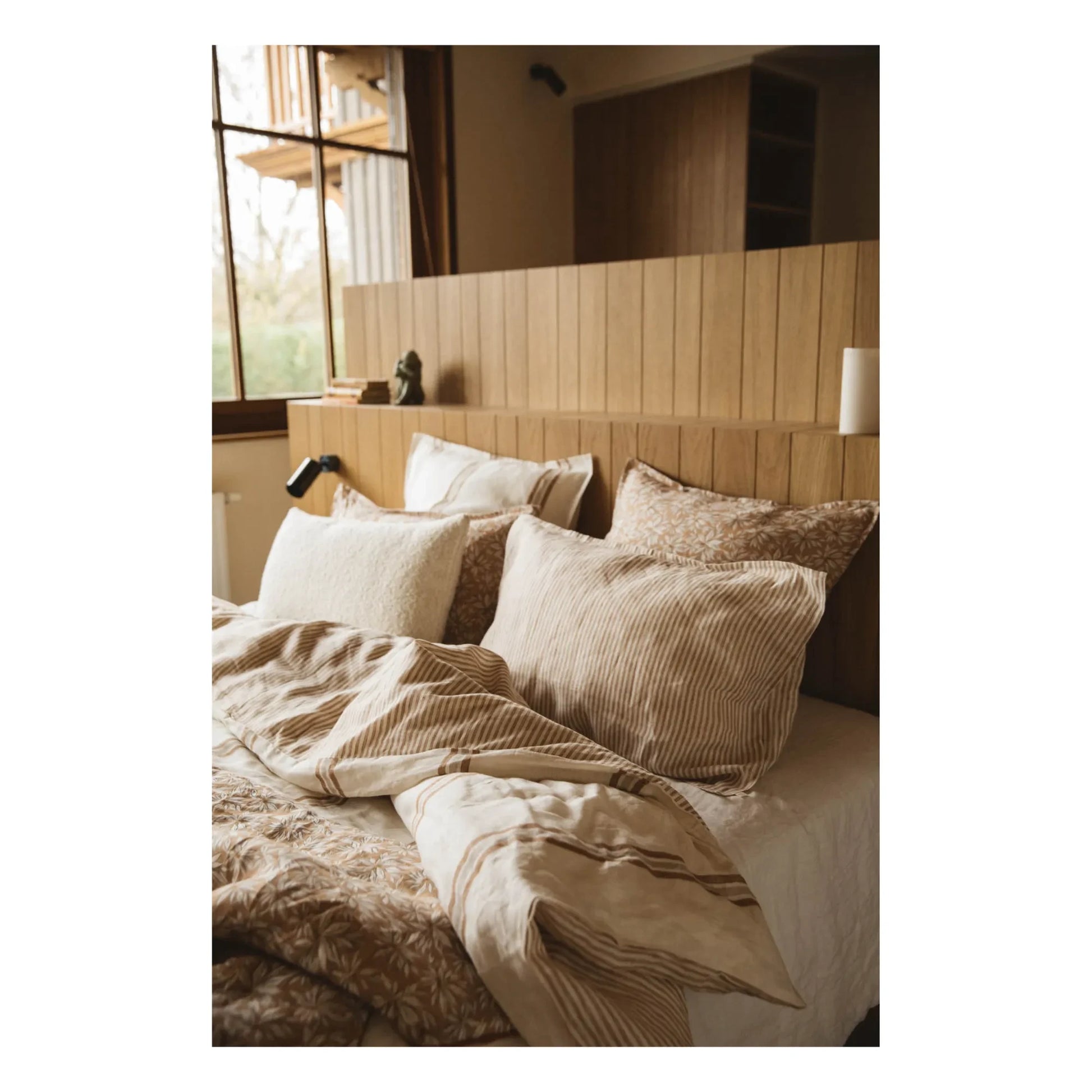 Gabrielle Paris - Striped Washed Linen Pillowcase | Coffee