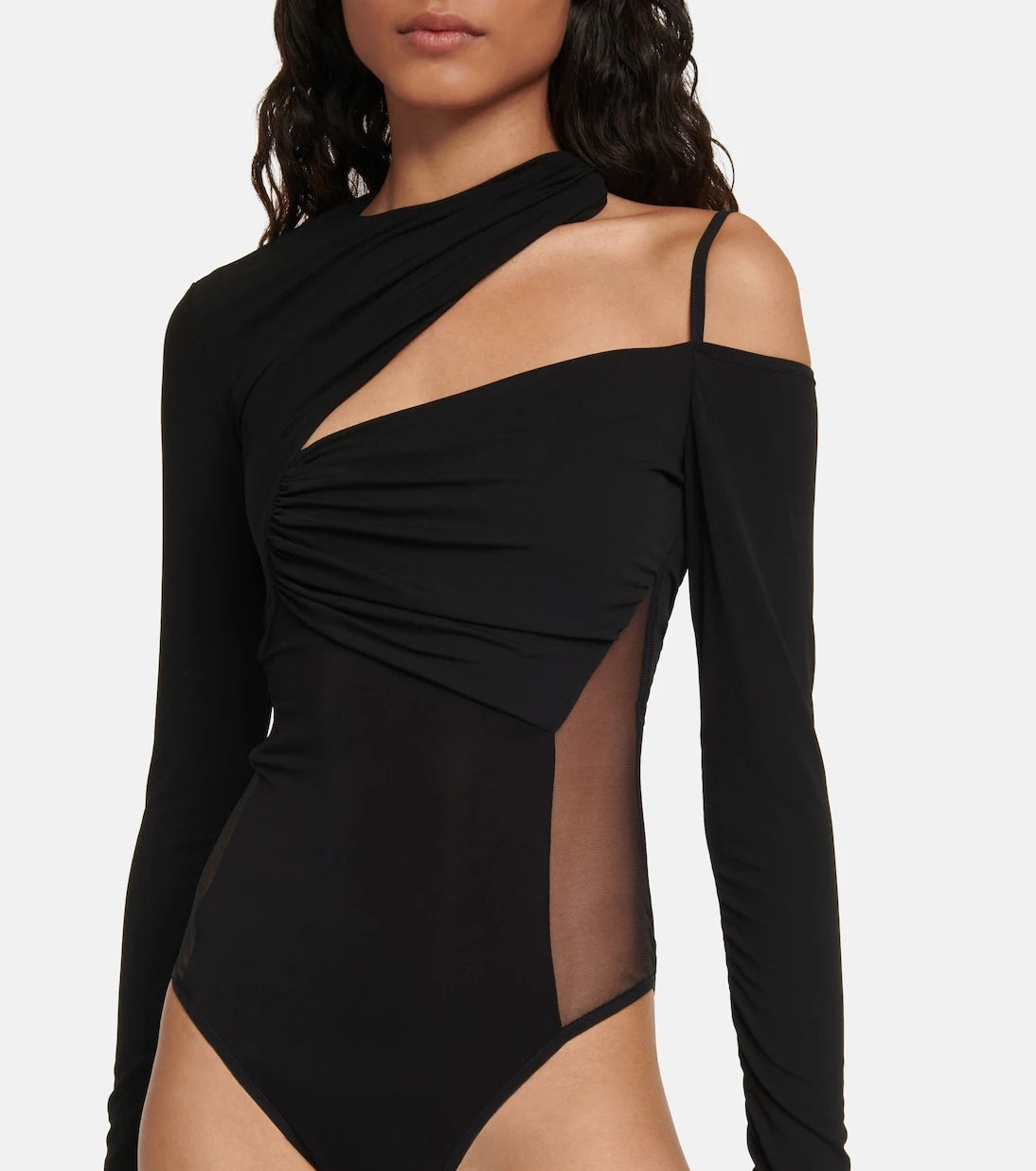 Nensi Dojaka - Asymmetric tulle-paneled bodysuit