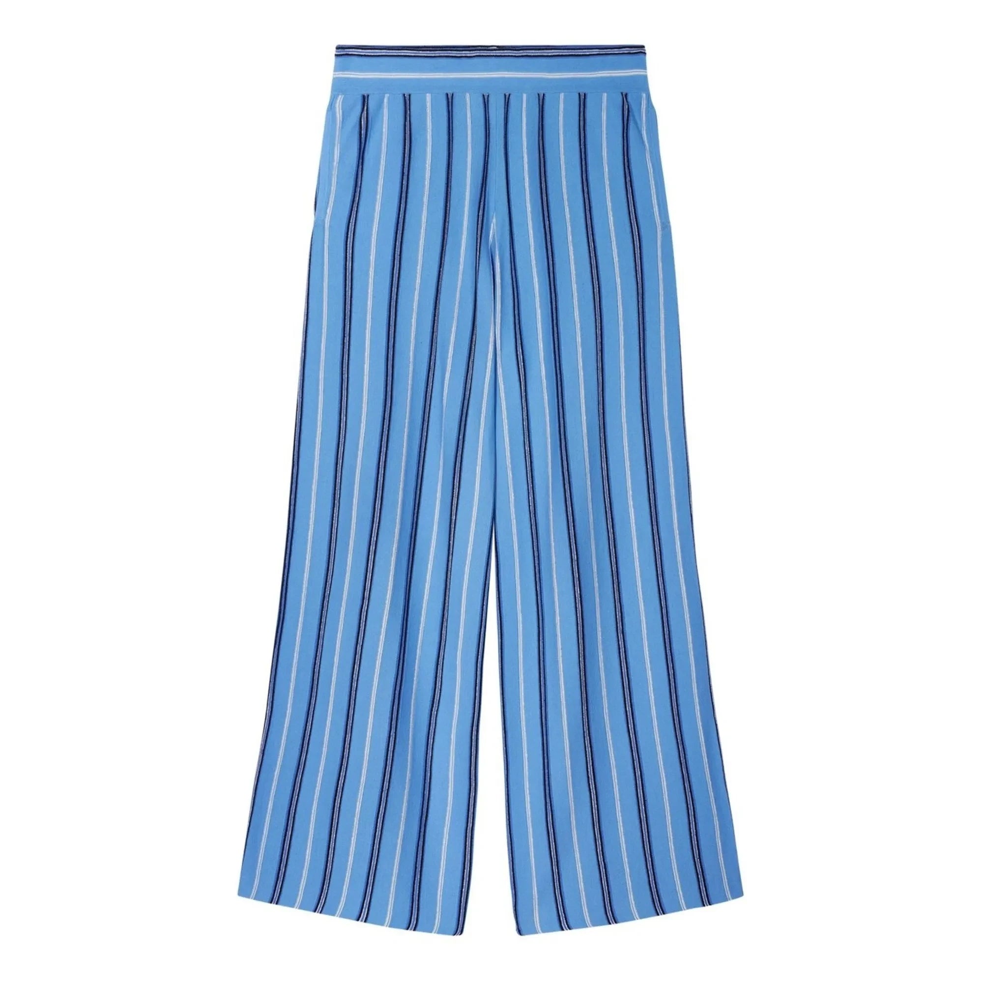 Bompard - Linen Cotton and Silk Striped Trousers | Blue