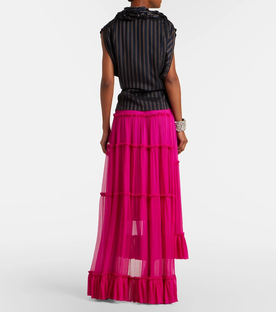 Dries Van Noten - Asymmetric silk muslin skirt
