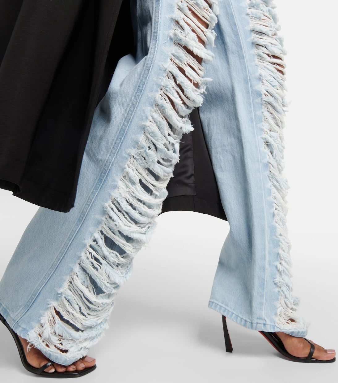 Dion Lee - بنطلون جينز واسع الساق بقصة منخفضة ممزق
