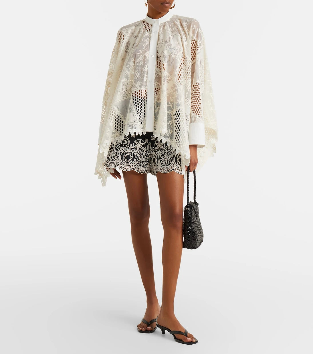 La DoubleJ - Foulard cotton-blend lace shirt
