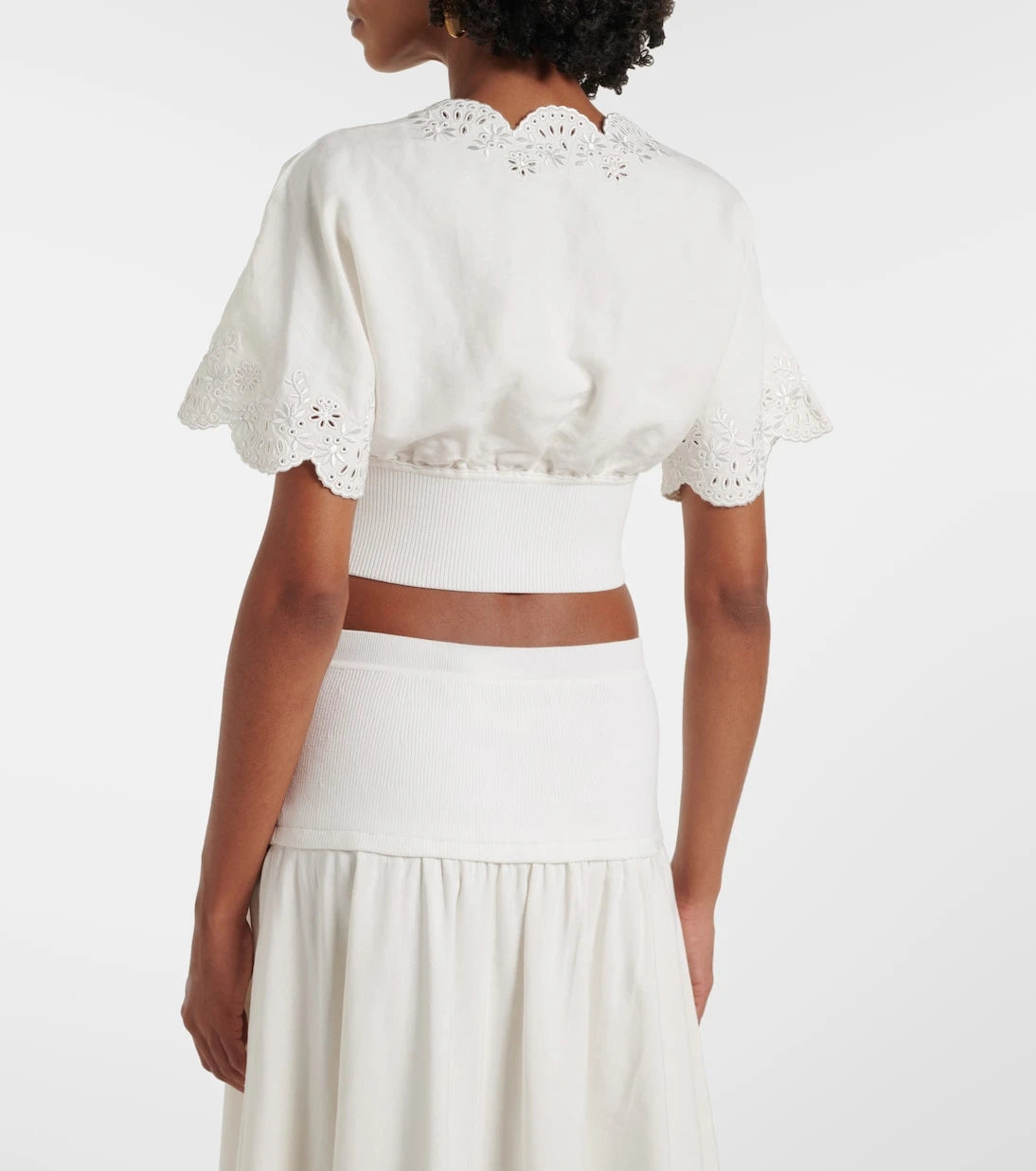 Simkhai - Broderie anglaise linen-blend crop top
