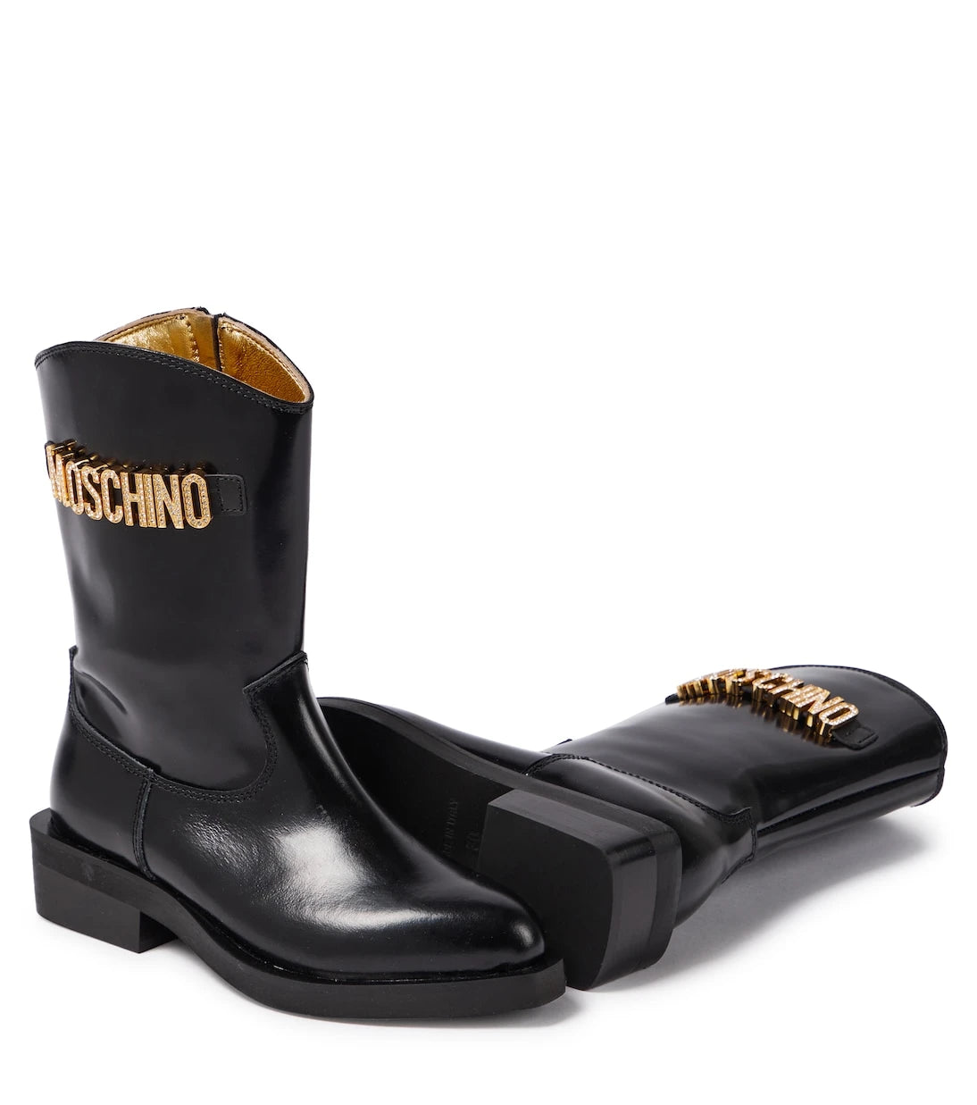 Moschino Kids - Logo patent leather cowboy boots