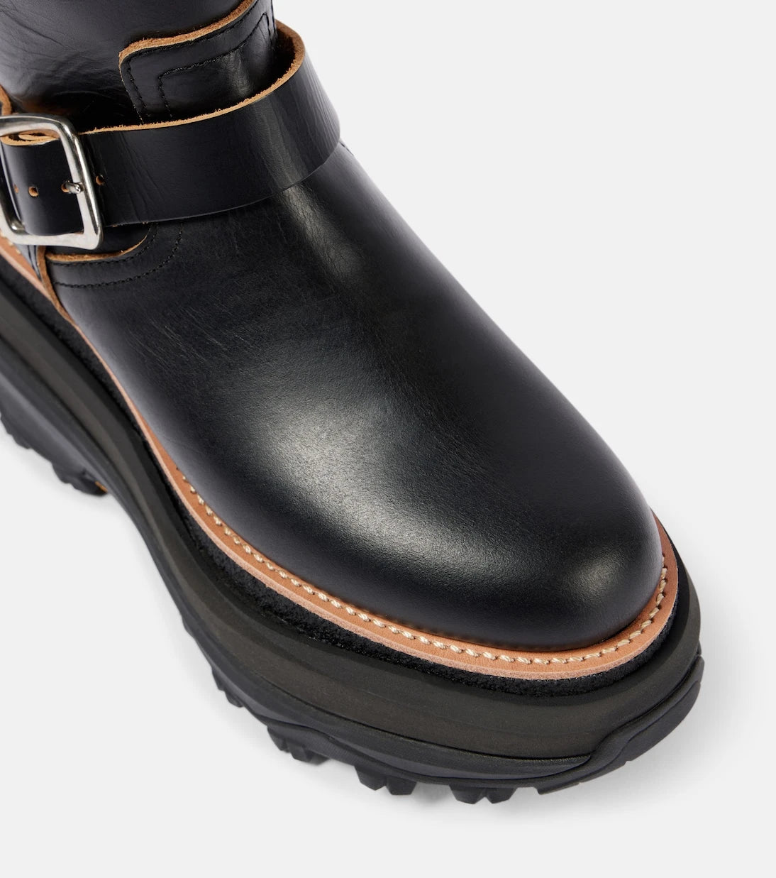Sacai - Leather platform biker boots