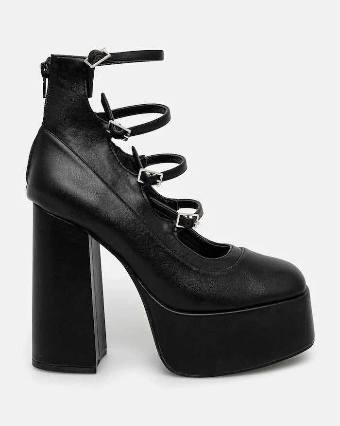 Koi Footwear GURREN BLACK STRAPPY PLATFORM TOPUKLU AYAKKABI