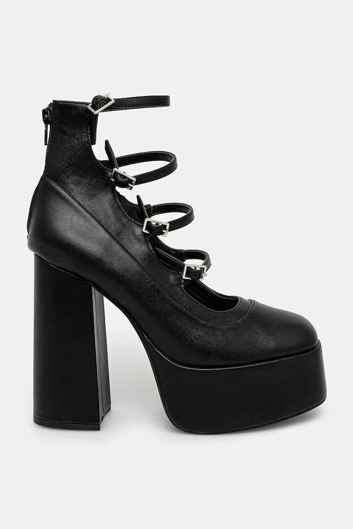Koi Footwear GURREN BLACK STRAPPY PLATFORM TOPUKLU AYAKKABI