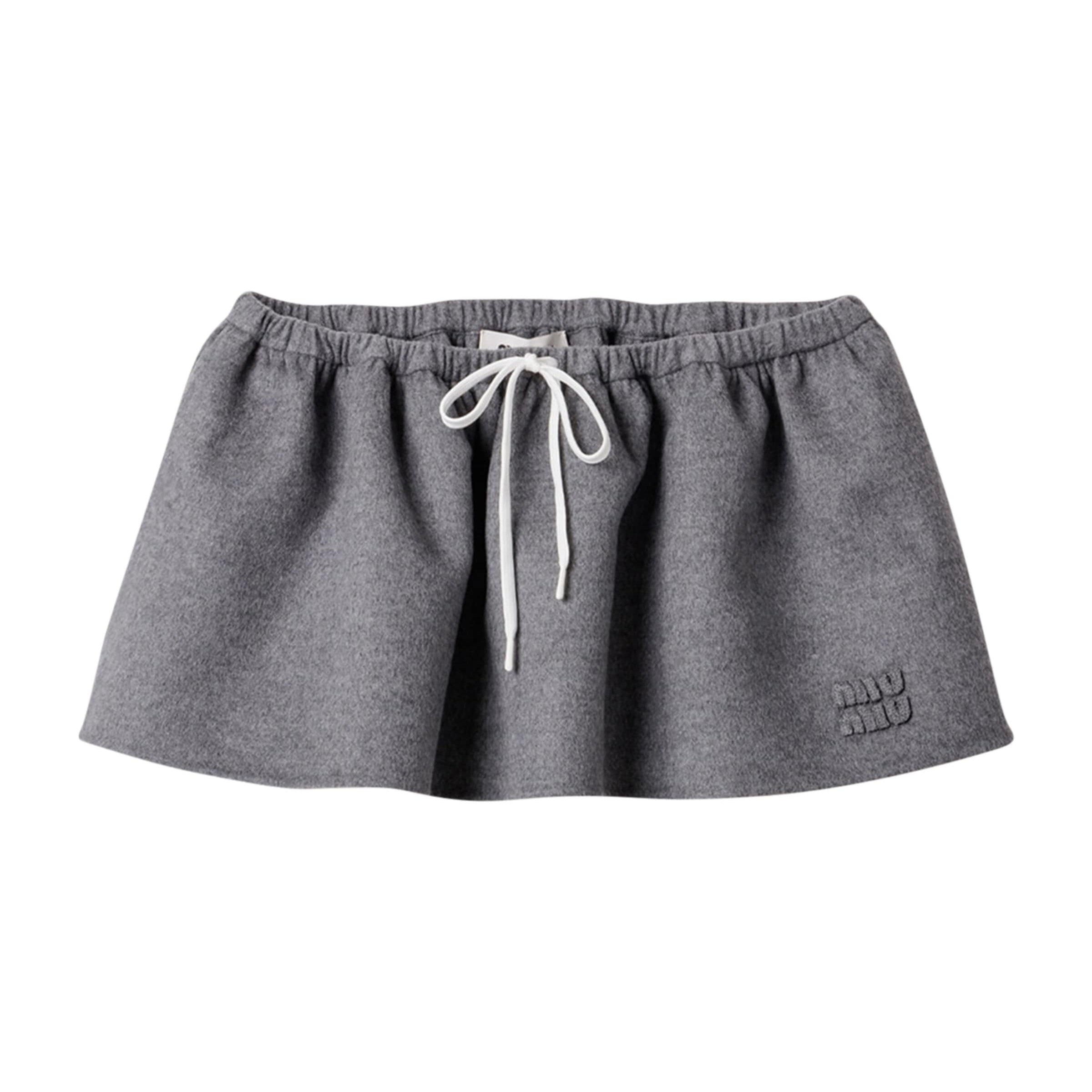 Grey Wool-Cashmere Mini Skirt
