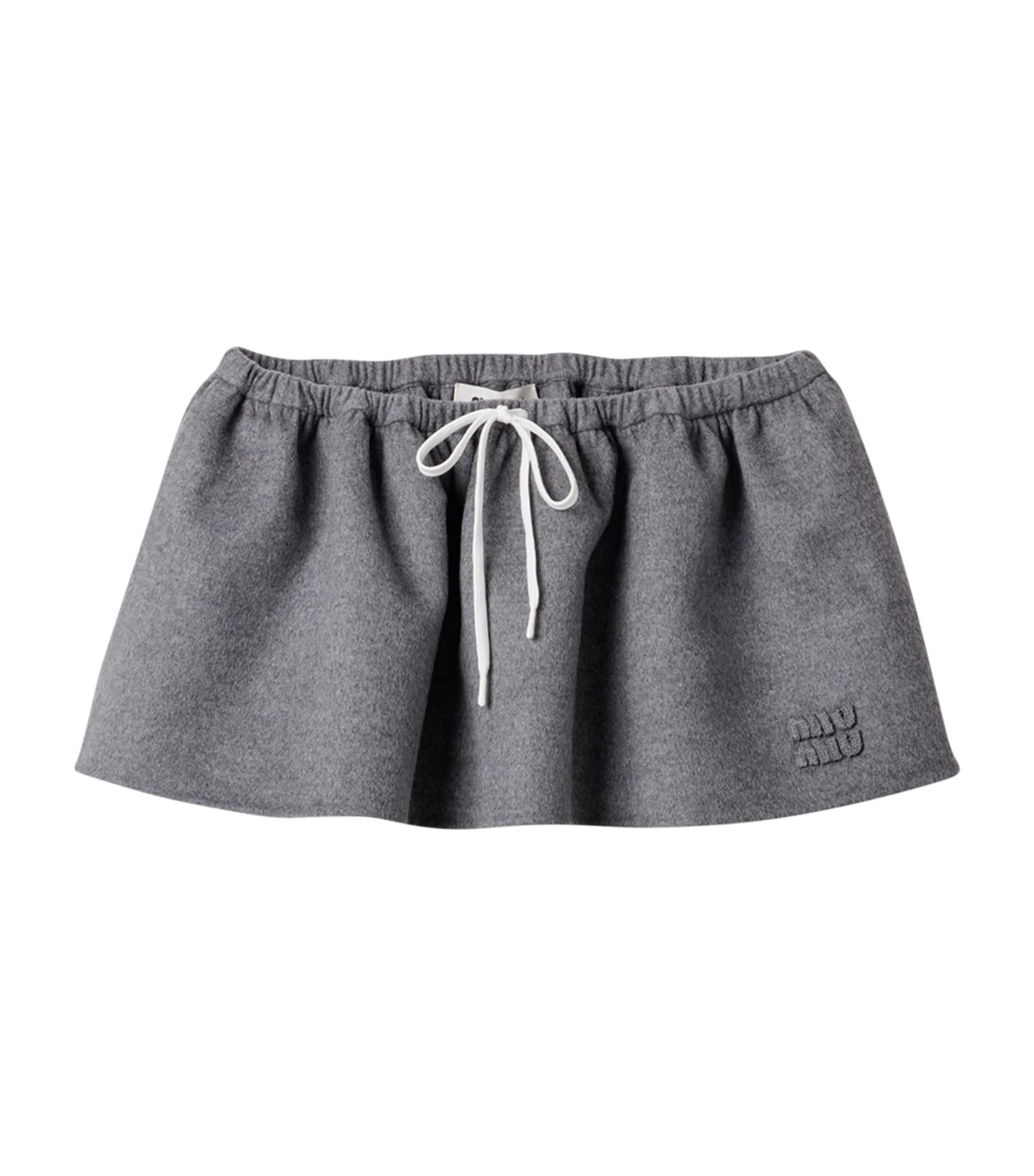Grey Wool-Cashmere Mini Skirt