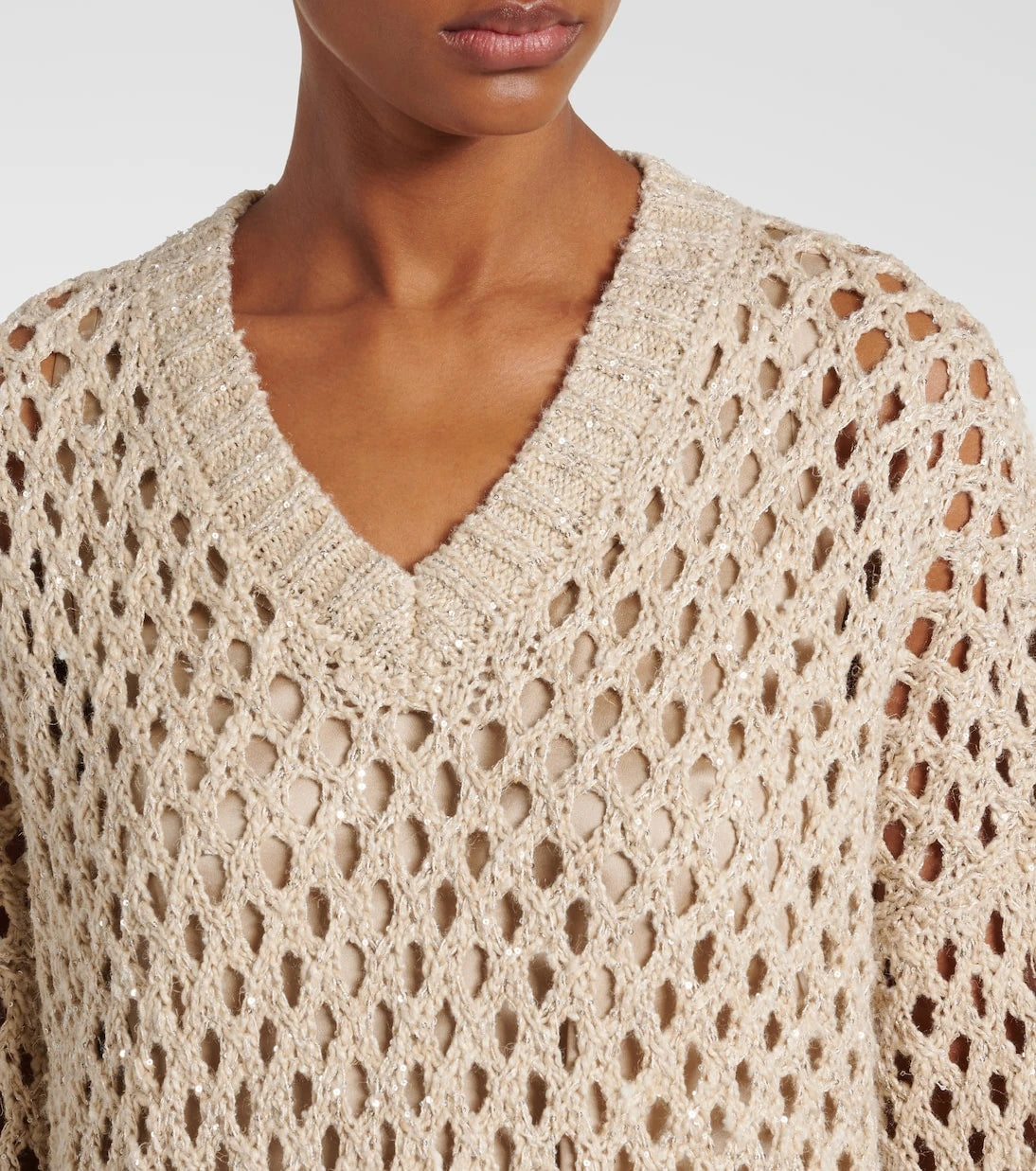 Brunello Cucinelli - Sequined silk and linen-blend sweater