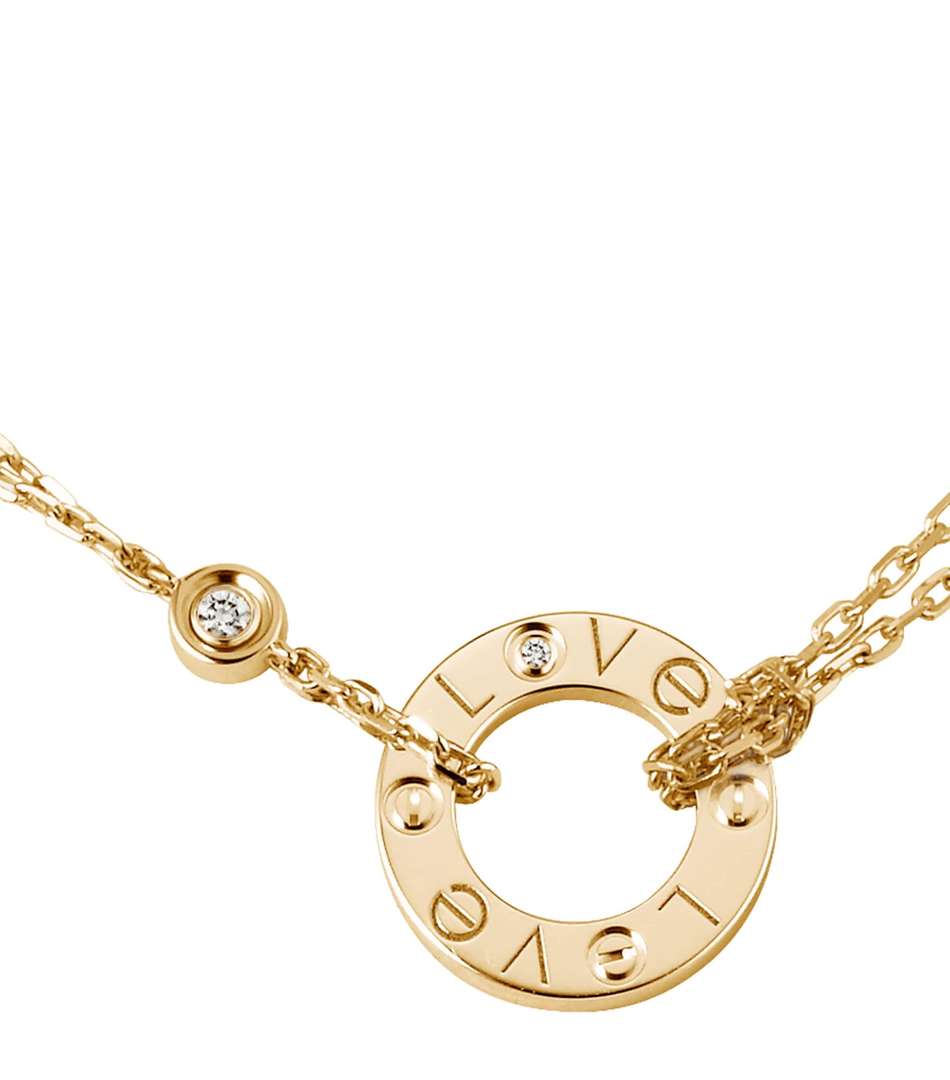 Yellow Gold and Diamond LOVE Double Chain Necklace